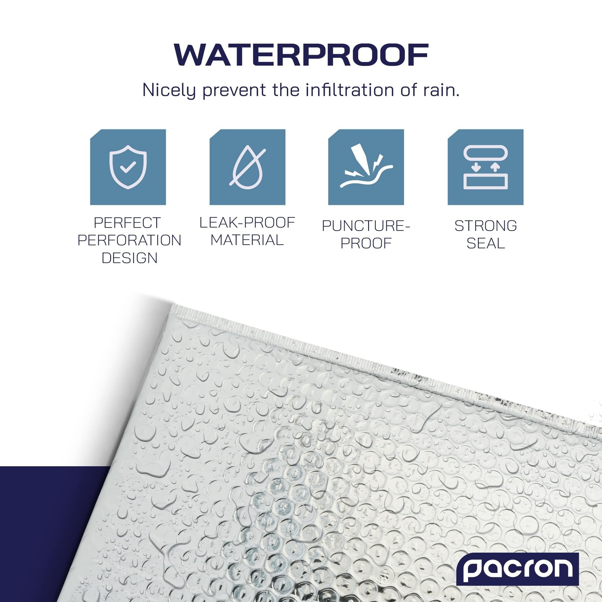 Pacron Poly Bubble Mailers 11x15 inch 100-Pack - Waterproof Self-Sealing Thermal Padded Envelope for Shipping - Durable Shipping Envelopes for Food, Cosmetics & Temperature-Sensitive Items&nbsp;