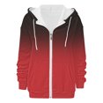 thumbnail image 4 of Women's Gradient Color Full Zip Hooded Sweatshirt, Soft Breathable Long Sleeve Pullover for Spring Autumn Casual Wear, Streetwear Fashion and Daily Comfort Red XXXL, 4 of 6