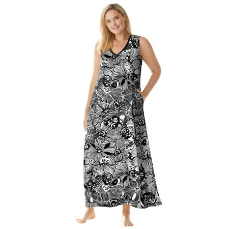 

Dreams & Co. Women s Plus Size Trapeze V-Neck Dress or Nightgown Dress Or Nightgown