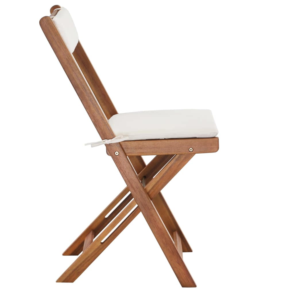 Kepooman 23.6" Outdoor Patio Folding Wooden Square Bistro Table Set, Set of 3, Brown & White