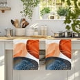 thumbnail image 4 of Boho Geometric Kitchen Towels Set of 2, Orange Blue Abstract Patterned Gold Stripes Absorbent Dish Towels for Kitchen, Microfiber Hand Towel, Quick Drying Tea Towel for Cleaning Decorative Dishcloths, 4 of 7