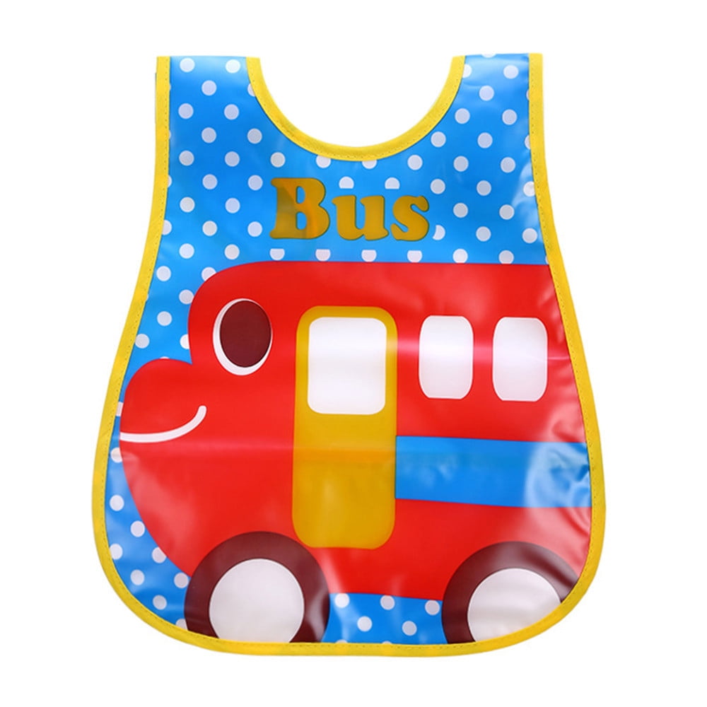 Baby Bibs with Plastic Back Toddler Cartoon Sleeveless Waterproof Feeding Apron Bib Smock Bibs for Babies and Toddlers