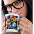 thumbnail image 2 of 3drose, Attractive Bunny in the Garden. Colorful Spring Flowers Digital Art, 15oz Two-tone Blue Mug, 2 of 6