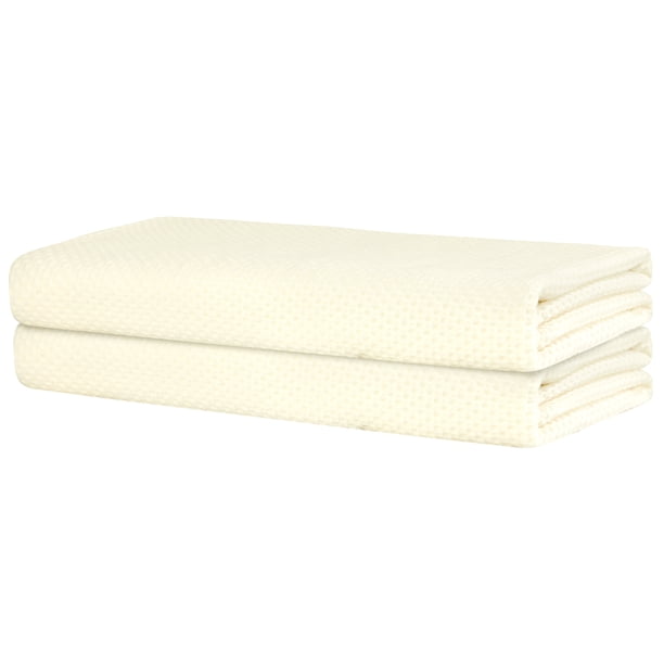 Juego de toallas de baño de algodón REGALWOVEN Waffle de 2 piezas, suaves, altamente absorbentes y de secado rápido para baño color beige 28" x 56"