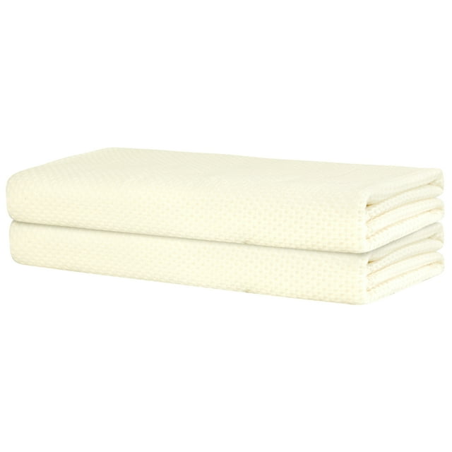 Juego de toallas de baño de algodón REGALWOVEN Waffle de 2 piezas, suaves, altamente absorbentes y de secado rápido para baño color beige 28" x 56"