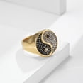 thumbnail image 2 of PAURO Men's Stainless Steel Yin Yang Tai Chi Gossip Ring with Silver & Black Cubic Zirconia for Cocktail Party Gold Size 9, 2 of 5