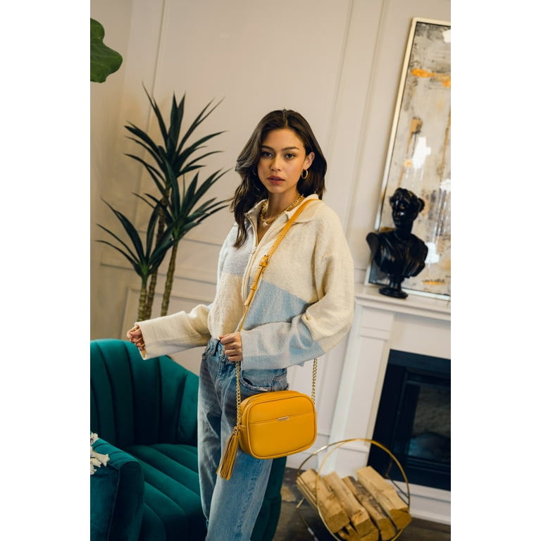 V+BENIE Camera Bag with Chain Strap and Tassel Crossbody Bags for