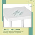 thumbnail image 3 of White Plastic Garden Side Table - 18.3" Square Outdoor Coffee Table for Patio, Balcony & Terrace - Versatile Accent Table for Drinks & Plants, 3 of 7