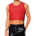 thumbnail image 1 of INSPIRAR CHIC Camisetas sin mangas para hombres, diseño transparente y ligero, chaleco de malla sin mangas XL rojo, 1 of 5