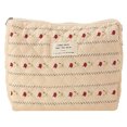 thumbnail image 2 of 3Pcs Quilted Makeup Bag Printed Women Cotton Daily Purse Set (Striped Flower), 2 of 8