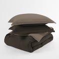 thumbnail image 4 of Noble Linens Soft 3-Piece Taupe & Chocolate Reversible All Season Lightweight Down Alternative Comforter Set, Full/Queen, 4 of 6