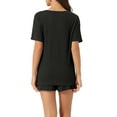 thumbnail image 3 of Conjuntos de pijama de mujer INSPIRE CHIC, ropa de salón casual, pantalones cortos, camisetas con pantalones, con bolsillos, 3XL, negro, 3 of 6