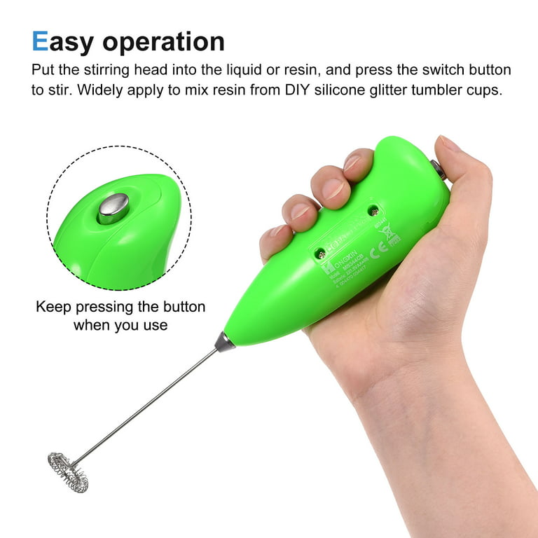 Uxcell Mini Electric Tumbler Stirrer, Handheld Mixer Battery Operated Stirring Green 1 Pack