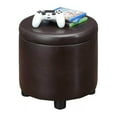 thumbnail image 2 of Designs4Comfort Round Accent Storage Ottoman in Espresso Faux Leather, 2 of 8