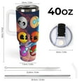 thumbnail image 3 of Demon Geometry Dash Car Cup Tumbler with Handle & Straw 40Oz Cupholder Water Bottle Insulated Stainless Steel Cup, 3 of 8