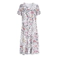 thumbnail image 5 of Abomasnow Women's Plus Size Maxi Dresses Loose Fit Floral Short Sleeve Crewneck Split T Shirt Dress Summer Vacation Clothes XL-5XL, 5 of 6
