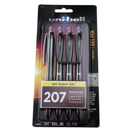 4 Pack Clip Pen - Uni ball 207 Retractable Medium Point Gel Pens, 4 pack, Assorted Colors