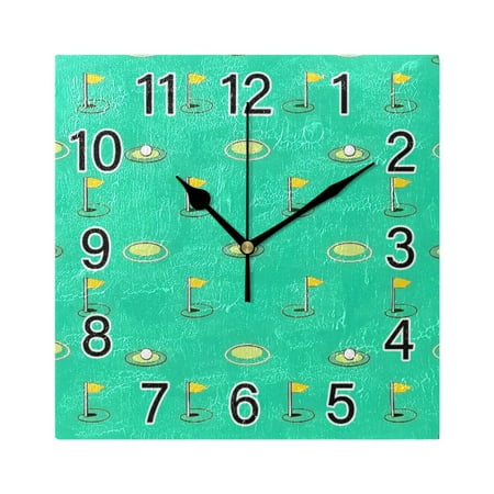 Ryvnso Golf Balls Wall Clock Square Silent Non-Ticking Battery Operated 7.78