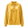 thumbnail image 5 of Dagugfen Sweatshirts for Women Velvet Fuzzy Fleece Quarter Zip Lapel Neck Comfy Breathable Soft Casual Pullover Shirts(XL,Yellow), 5 of 5