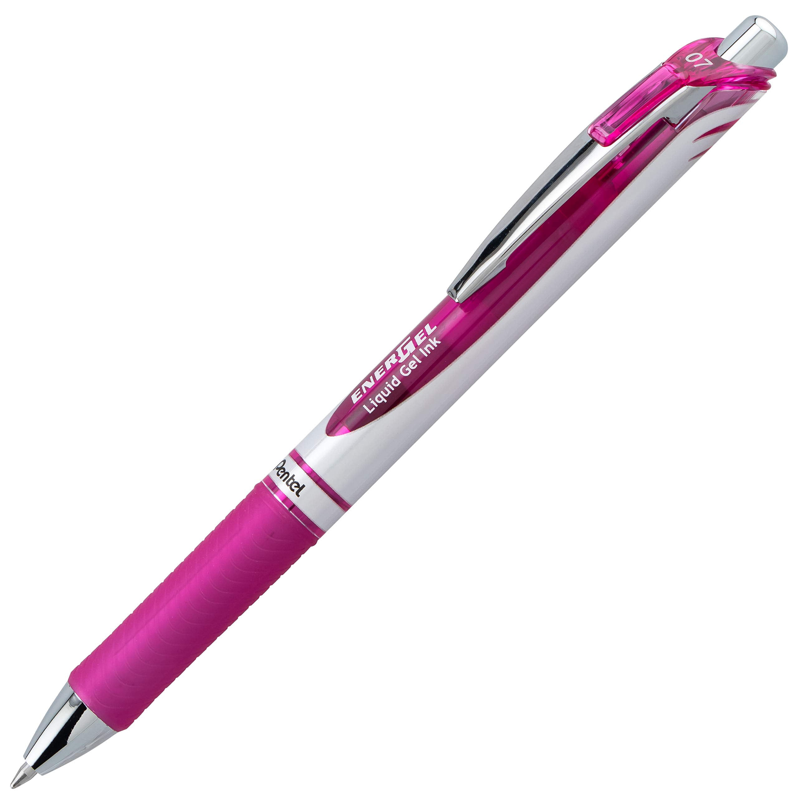 Pentel EnerGel RTX Retractable Liquid Gel Ink Pen, (0.7mm) Medium line, Magenta Ink, Box of 12 Pens (BL77-V4)