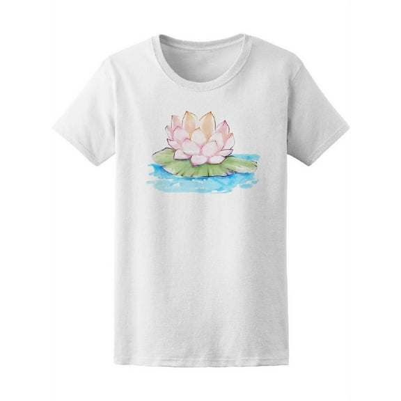 Cute Watercolor Lotus Flower Tee Women's -Image by Shutterstock