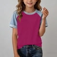 thumbnail image 2 of Asxite Toddler Tops Girls Summer Tops Denim Look Print Crewneck Short Sleeve T Shirt for 4-15 Years, 2 of 5