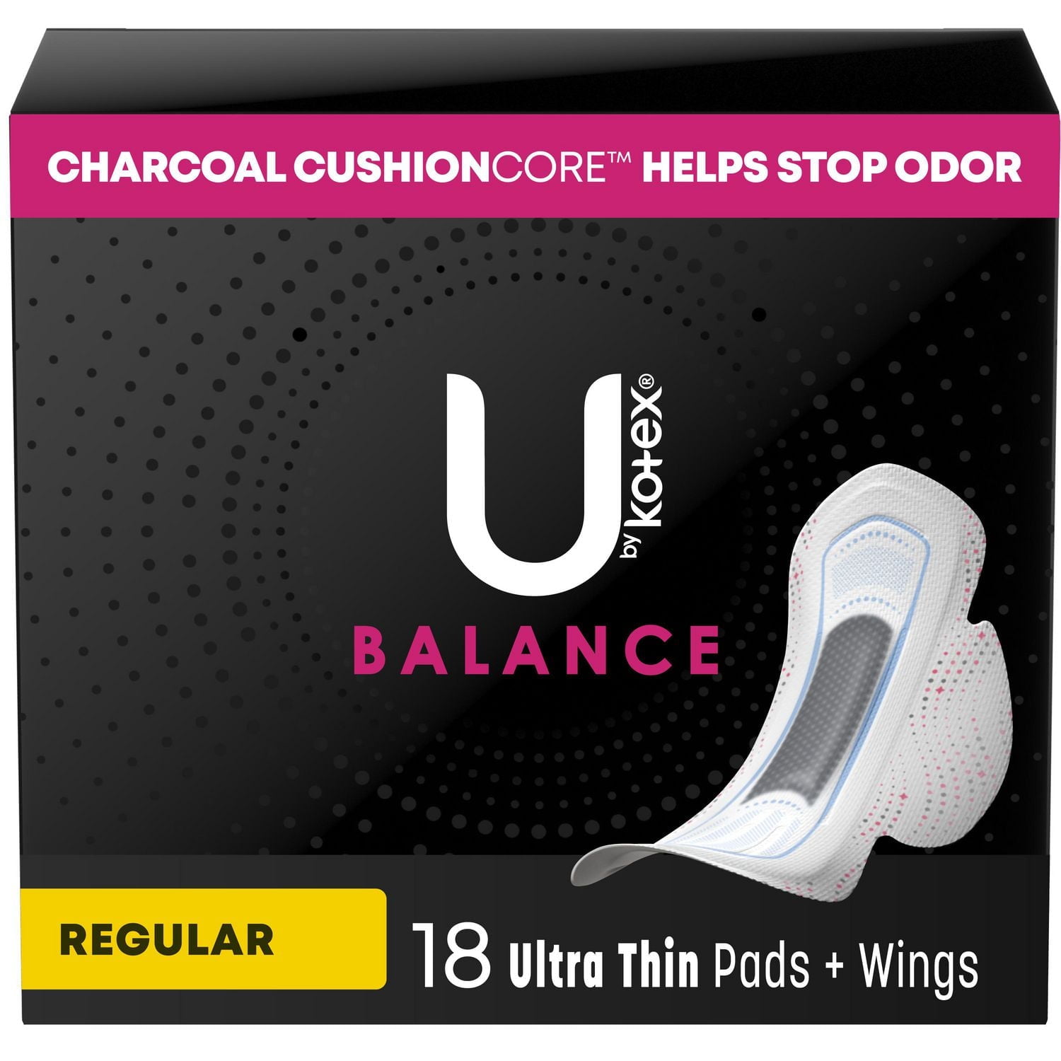 U-by-Kotex Balance Ultra Thin Pads with Wings Regular Absorbency 18 Count