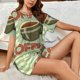 thumbnail image 4 of Balery Retro Cover For Coffee Conjunto de Pijama para Mujer con Estampado, Dos Piezas de Manga Corta y Shorts, Ropa de Dormir Suave con Cuello Redondo y Bolsillos-Small, 4 of 6