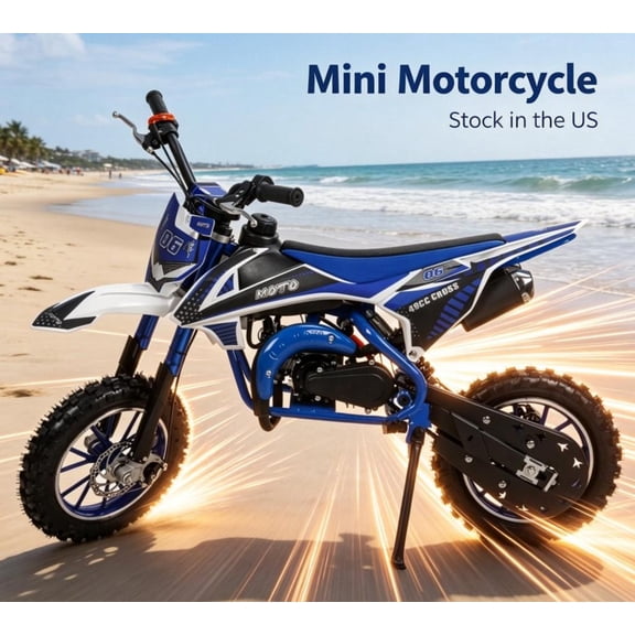 Sioweci Upgraded 49cc 2-Stroke Kids Dirt Bike, Pocket Gas Motorbike, Beach Off Road Gas Power Mini Pocket Motorcycle with Improved Front Rear Disc Brakes, Mini Dirt Scooter Bike Pocket
