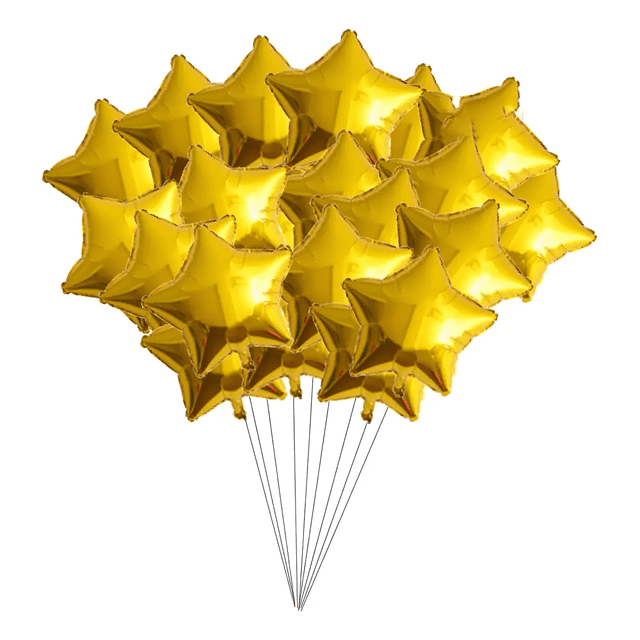 Kit 60 Globos Estrella Decoracion De Cumpleaño Fiesta Xtellar dorado