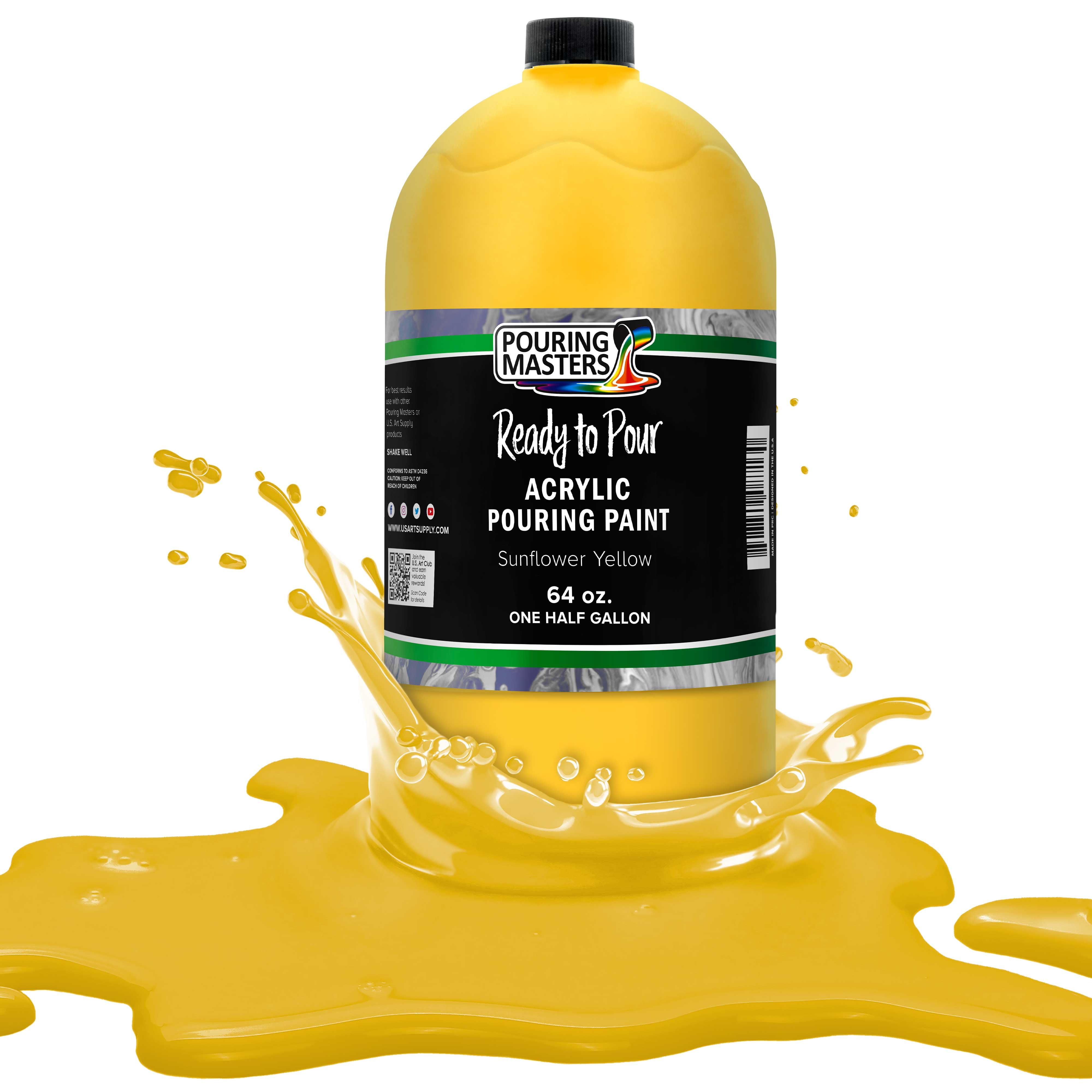 Pouring Masters Sunflower Yellow Acrylic Ready To Pour Pouring Paint Premium 64 Ounce Pre Mixed Water Based Walmart Com Walmart Com