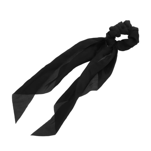 Unique Bargains 1 Pc Solid Tie Triangle Ribbon Scrunchies Black