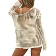 thumbnail image 6 of HOWPAY Cover Ups for Swimwear Women Hollow Out Bathing Suit Coverup Long Sleeve Casual Swimwear Summer Crochet Beach Dress Vacation Clothes Beige L, 6 of 7