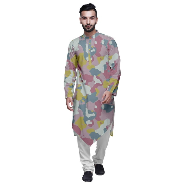 Atasi Cotton Flex Asymmetrical Long Sleeve Kurta For Men Printed Designer Kurta