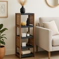 thumbnail image 2 of Bath Storage Floor Cabinet Elements 5 Tiers Acacia Wood Grey, 2 of 10