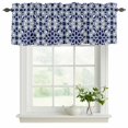 thumbnail image 2 of Navy Blue Geometric Valances for Windows, Decorative Rod Pocket Window Valance Curtains, Vintage Abstract Art Short Curtain Drapes for Kitchen/Bathroom/Living Room, 2 Panels, 42" W x 18" L, 2 of 8