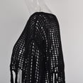 thumbnail image 5 of Maqroz Mesh Cover Up Women Long Sleeve Beach Tunic Fringe Trim Hollow Out Swimsuit Coverup Summer Vacation Cropped Top, 5 of 10