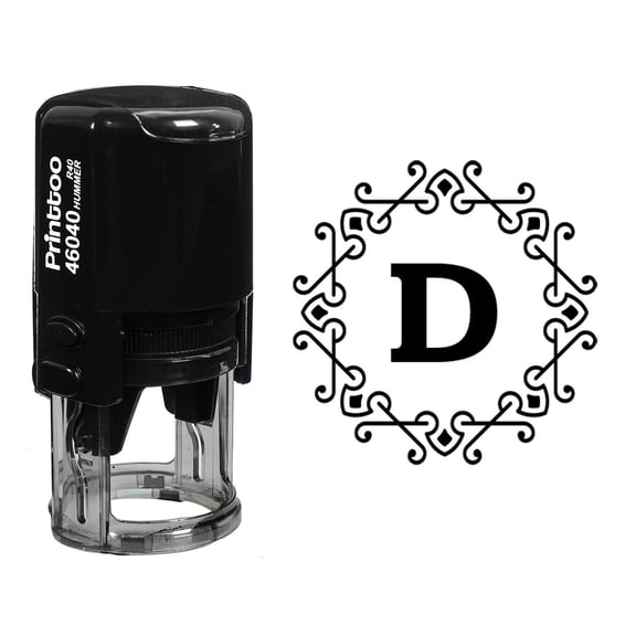Printtoo Self Inking R-40 Octagon Celtic Swirl Frame Alphabet D Monogram Rubber Stamp Office Stationary-Black