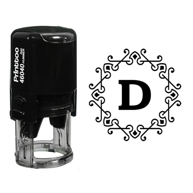 Printtoo Auto Encrage R-40 Octogone Celtique Tourbillon Cadre Alphabet D Monogramme Timbre en Caoutchouc Bureau Stationnaire-Noir