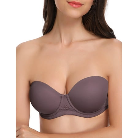 Wingslove Women s Strapless Push Up Bra Plus Size Full Figure Underwire Multiway Contour Bra Purple 32H
