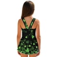 thumbnail image 2 of Xixirimido Clovers Black Print Girls Swimsuit Sleeveless One Piece Skirted Swimwear Modest Hawaiian Bathing Suit for Beach Water Park Kids Swim Dress for St. Patrick's Day, 8-9 Years, 2 of 7