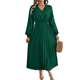 thumbnail image 3 of Vestido Informal de Otoño para Mujer, de Larga, con Escote en V y Pliegues, Corte A. Verde Oscuro M, 3 of 7