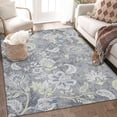 thumbnail image 1 of Floral Print Area Rug, Modern Distressed Foldable Low Pile Non Slip Floor Carpet, 1 of 8