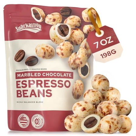 Snackathon Marbled Chocolate Covered Espresso Beans, 7 oz