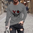 thumbnail image 2 of miqiqism Long Sleeves Sweatshirt for Men Trendy Fall Crew Neck Blouses Fashion Slim Fit Blouses Men Cute Gradient Printed Tops Clothes,Gray,4X-Large, 2 of 4
