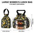thumbnail image 5 of Sunflower and Flower Black Pattern Drawstring Insulated Lunch Bag for Women, Stain-Resistant Large Lunch Tote with Multi-Pockets for Work Office, 5 of 6
