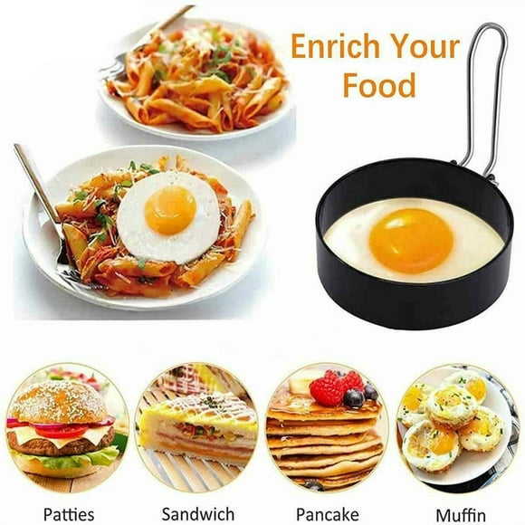 Jienlioq Kitchen Supplies Clearance 4Pcs Circular Ring Stainless Steel Omelet Circular Omelet Container Iron Spray Non Stick Omelet with Handle Omelet Big Save