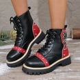 thumbnail image 4 of Willtoo Womens Wedge Platform Boots with Chunky High Platform Heel Lace Up Punk Goth Mid Calf Combat Boots for Autumn Winter, 4 of 5