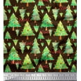 thumbnail image 1 of Soimoi Brown polyester Crepe Fabric Text & Christmas Tree Print Fabric by the Yard 52 Inch Wide, 1 of 3
