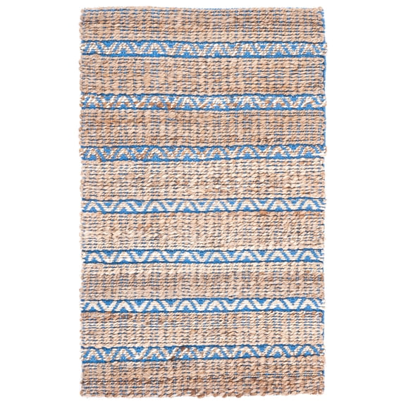 SAFAVIEH Natural Fiber Jack Striped Area Rug, Blue/Natural, 3' x 5'